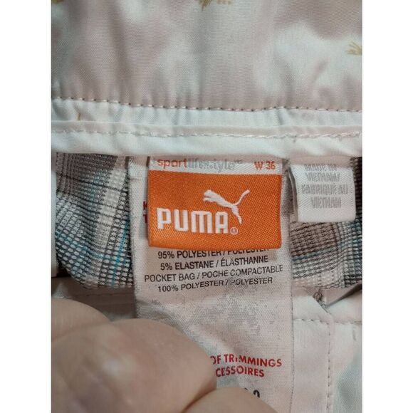 Puma Shorts Men's 36 Burmuda Shorts Gray Blue Plaid - Picture 4 of 6